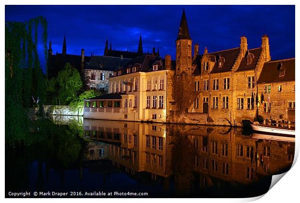 Reflections of Bruges Print by Mark Draper