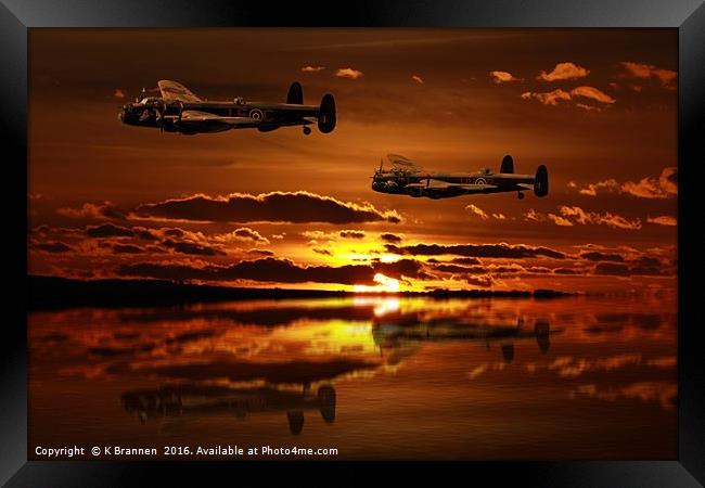 Two Lancaster Bomber at Sunset Framed Print by Oxon Images