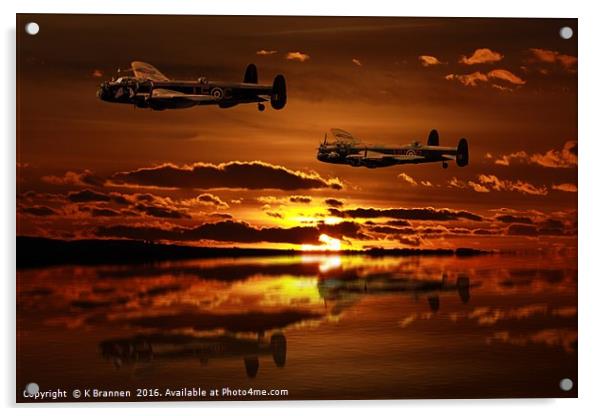 Two Lancaster Bomber at Sunset Acrylic by Oxon Images