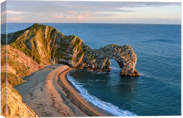 Durdle Door on a summer evening  Canvas Print by Shaun Jacobs
