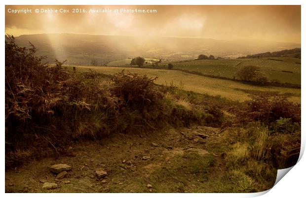 Misty Autumn Morning Walk Print by Debbie Cox