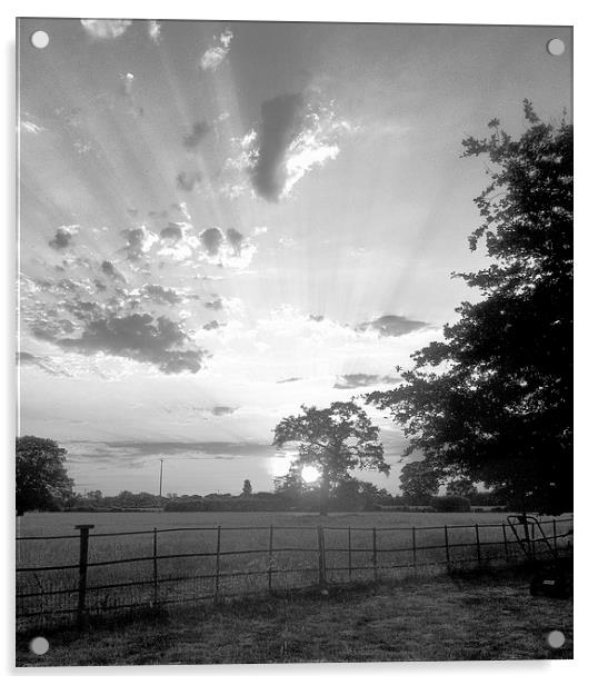 Vintage farmland sunset Acrylic by Ian Lockwood