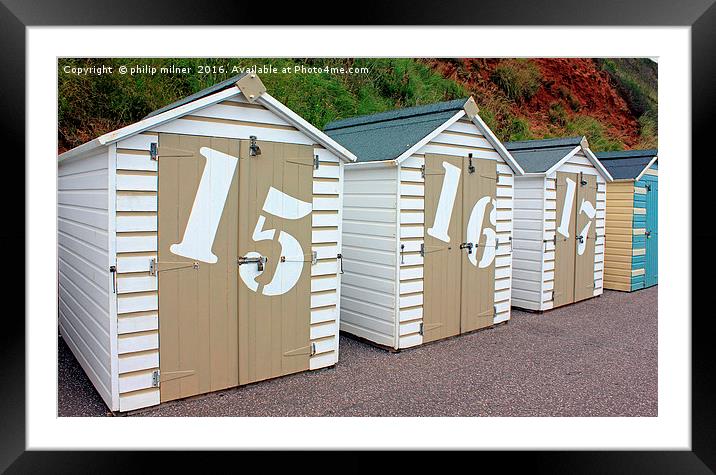 Numbered Beach Huts Framed Mounted Print by philip milner