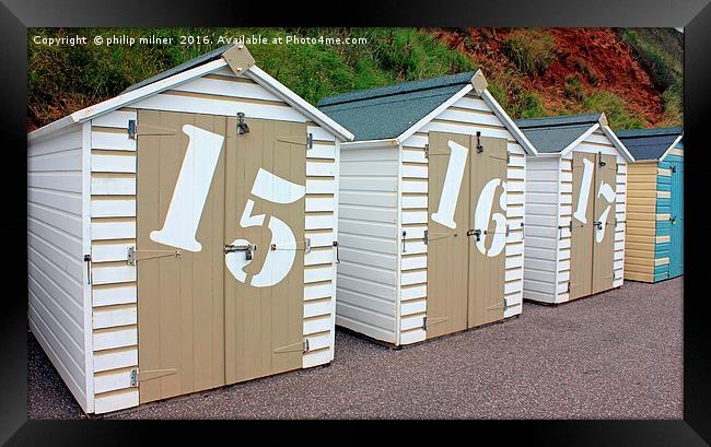 Numbered Beach Huts Framed Print by philip milner