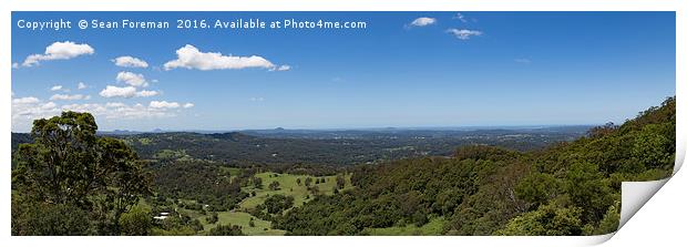 A Scenic View of Glasshouse Mountains Print by Sean Foreman