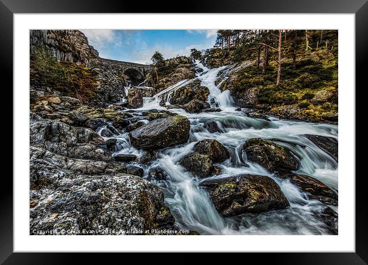 River Ogwen Waterfall Framed Mounted Print by Chris Evans