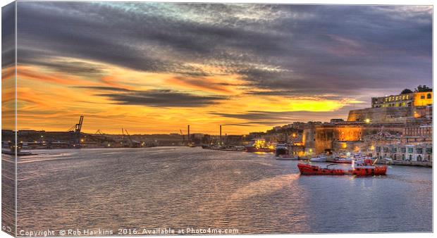 Valletta Grand Harbour Sunset  Canvas Print by Rob Hawkins