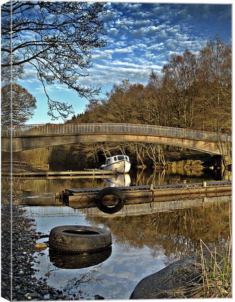 Bridge reflections on Loch Earn. Canvas Print by Aj’s Images