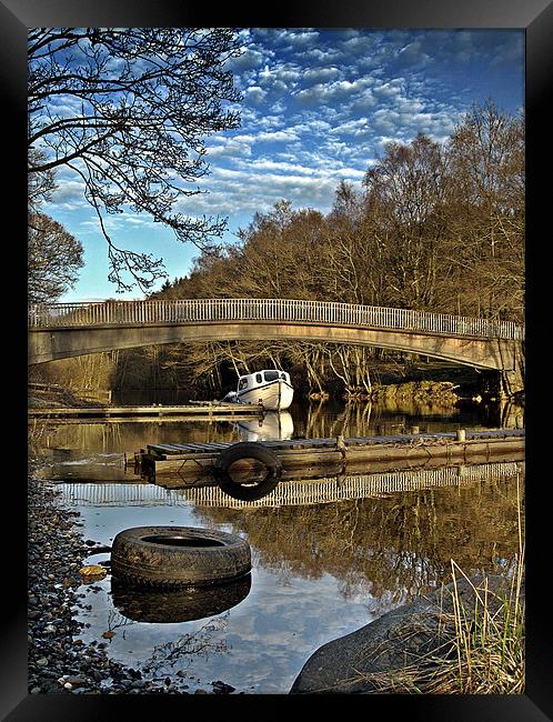 Bridge reflections on Loch Earn. Framed Print by Aj’s Images