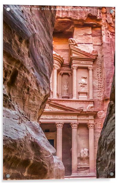 First Glimpse of the Treasury, Petra, Jordan Acrylic by Tony Sharp LRPS CPAGB