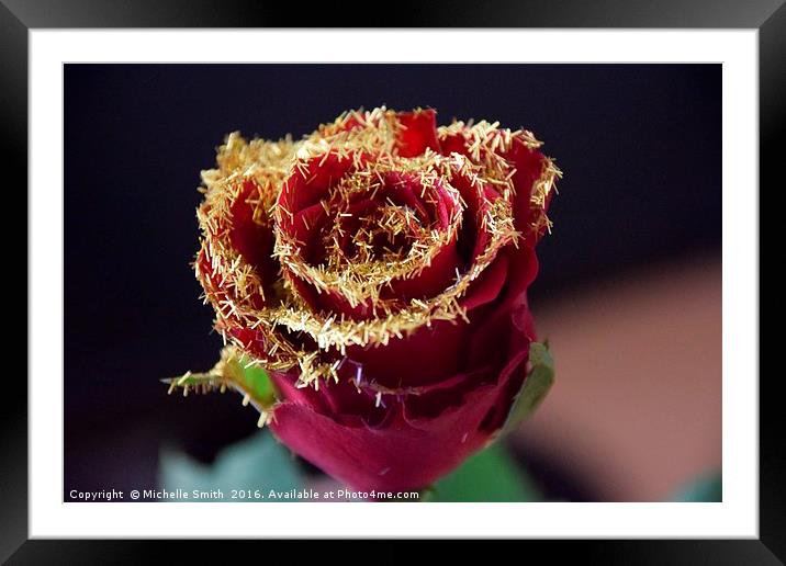 Golden Red Rose Framed Mounted Print by Michelle Smith