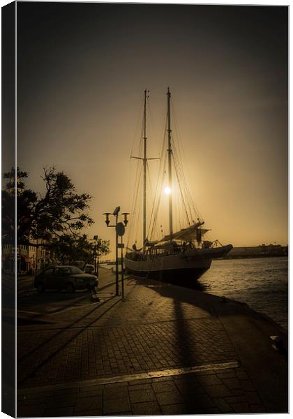Tall ship in Sunset Canvas Print by Gail Johnson