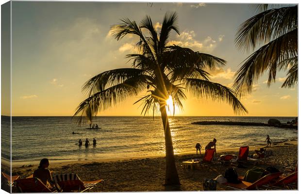 Curacao beach sunset Canvas Print by Gail Johnson