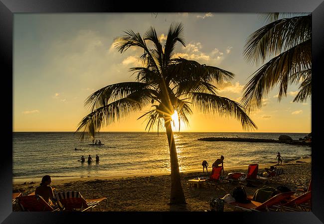 Curacao beach sunset Framed Print by Gail Johnson