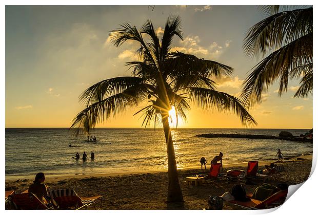 Curacao beach sunset Print by Gail Johnson