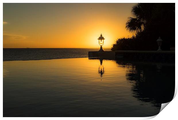 Sunset at the pool  Print by Gail Johnson