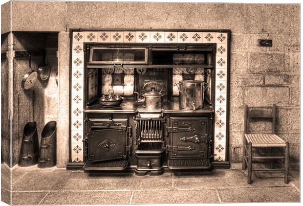 Old Cooking Range Sepia Canvas Print by Mike Gorton