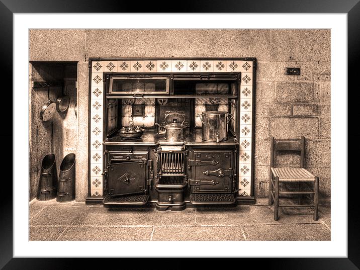 Old Cooking Range Sepia Framed Mounted Print by Mike Gorton