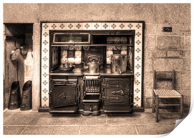 Old Cooking Range Sepia Print by Mike Gorton