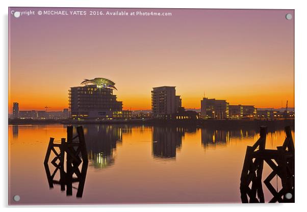 Serenity of Cardiff Bay Acrylic by MICHAEL YATES