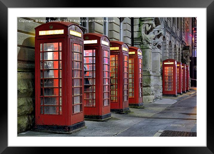 Red Telephone Boxes Framed Mounted Print by Jason Connolly