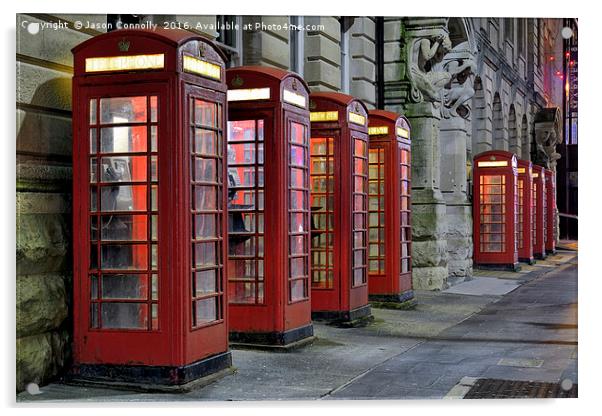 Red Telephone Boxes Acrylic by Jason Connolly