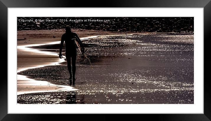 Surfer Sunset Framed Mounted Print by Max Stevens