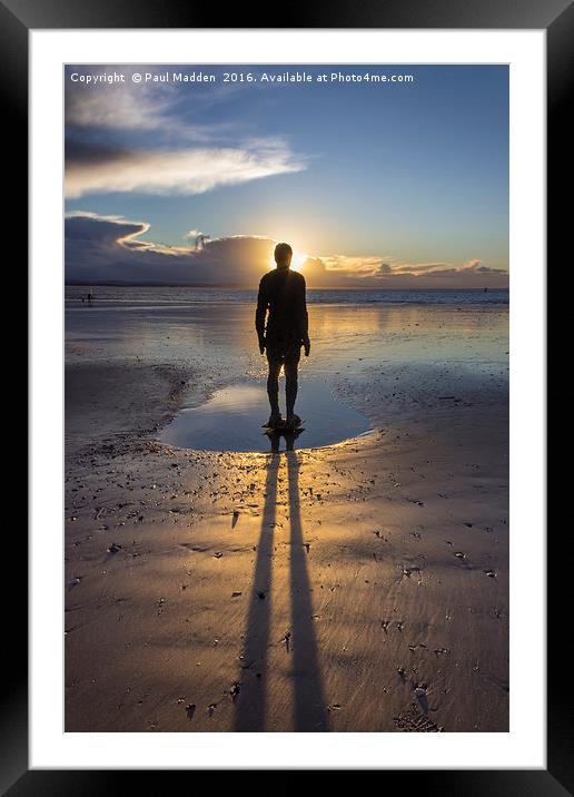 Winter Sunset at Crosby Beach Framed Mounted Print by Paul Madden