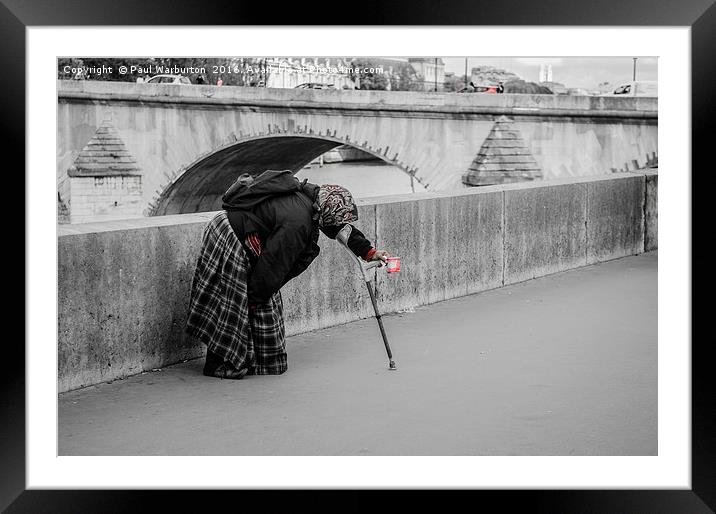 Parisian Beggar Lady Framed Mounted Print by Paul Warburton
