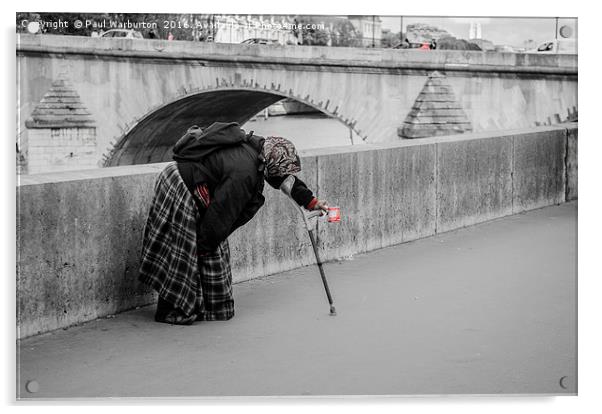 Parisian Beggar Lady Acrylic by Paul Warburton