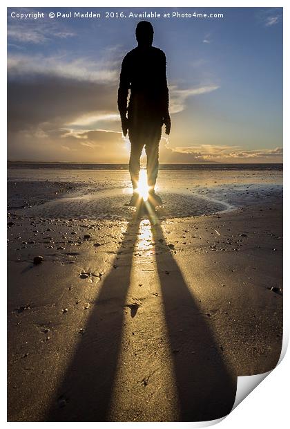 Winter Sun at Crosby Beach Print by Paul Madden