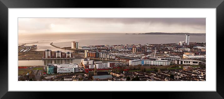 Daybreak over Swansea city Framed Mounted Print by Leighton Collins