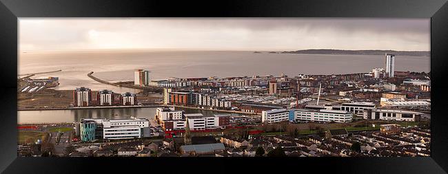 Daybreak over Swansea city Framed Print by Leighton Collins