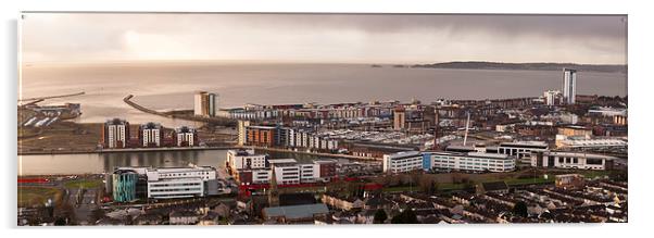 Daybreak over Swansea city Acrylic by Leighton Collins