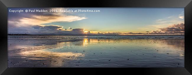 Crosby Beach Panorama Framed Print by Paul Madden