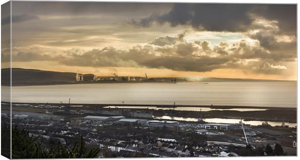 Sunrise over Port Talbot Canvas Print by Leighton Collins