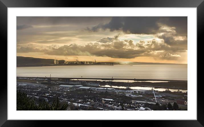 Sunrise over Port Talbot Framed Mounted Print by Leighton Collins