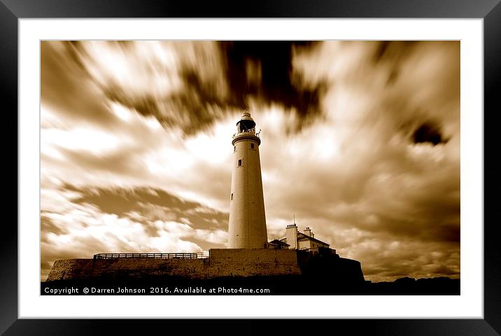 St Mary's Lighthouse Landscape Framed Mounted Print by Darren Johnson