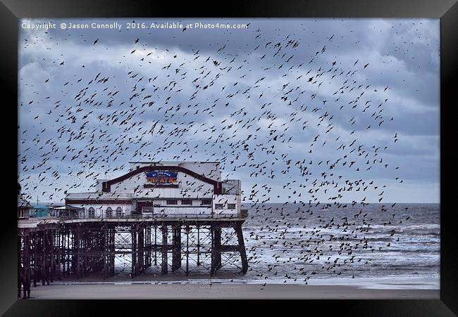 North Pier Starlings Framed Print by Jason Connolly