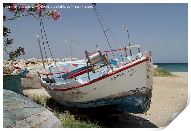 Greek boat named Maria Print by Lee Eyre