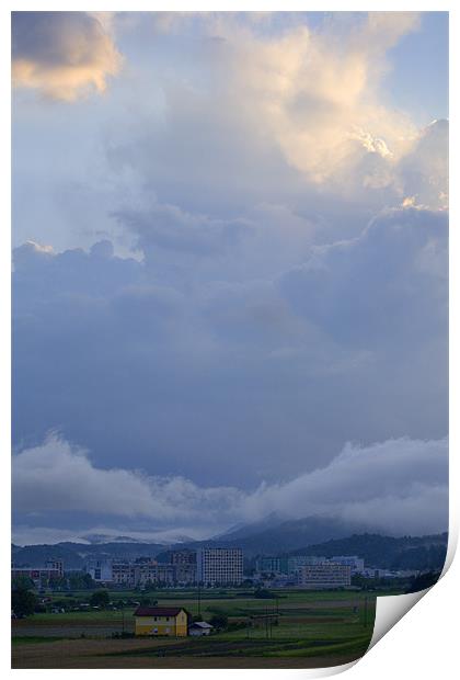 Storm clouds gather over Ljubljana, Slovenia Print by Ian Middleton