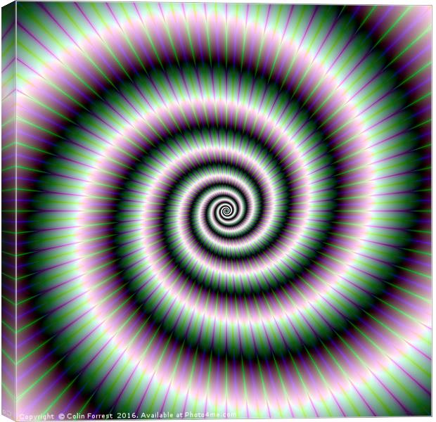 Coiled Spiral in Green and Violet Canvas Print by Colin Forrest