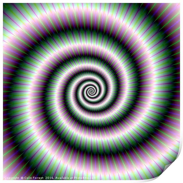 Coiled Spiral in Green and Violet Print by Colin Forrest