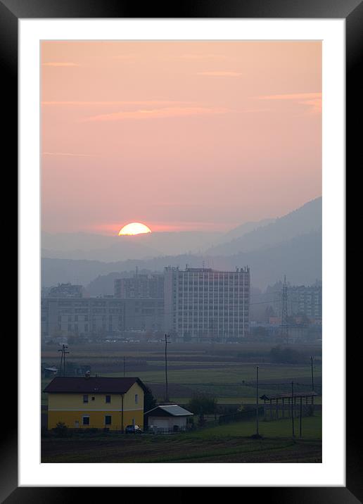 Sunset over Ljubljana, Slovenia Framed Mounted Print by Ian Middleton