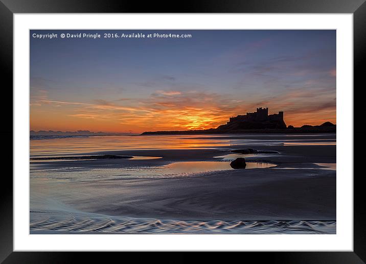 Bamburgh Castle Sunrise Framed Mounted Print by David Pringle