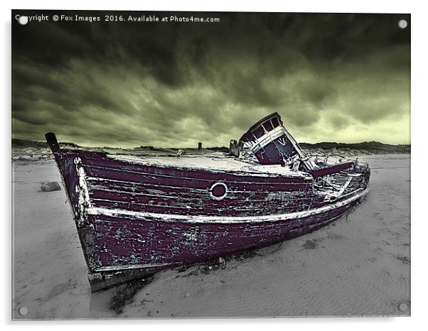 Beach and Boat Acrylic by Derrick Fox Lomax