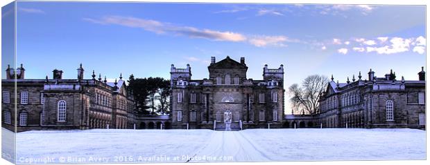 Delaval Hall in the Snow Canvas Print by Brian Avery