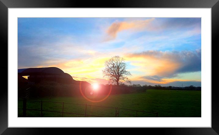 Farmyard Sunset Framed Mounted Print by Ian Lockwood
