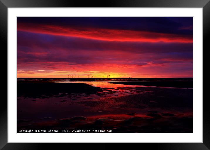 Wallasey Shore Sunset Framed Mounted Print by David Chennell