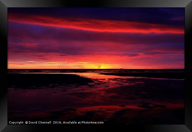 Wallasey Shore Sunset Framed Print by David Chennell